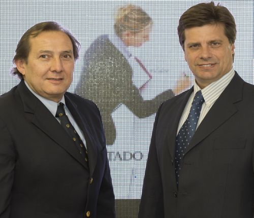 Patricio Moreno, gerente general de Medios de Grupo MSG y Juan José Izcúe, gerente general de Senegocia.