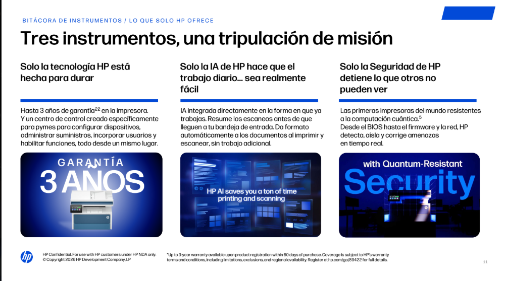 Instrumentos de HP para proteger a los equipos.